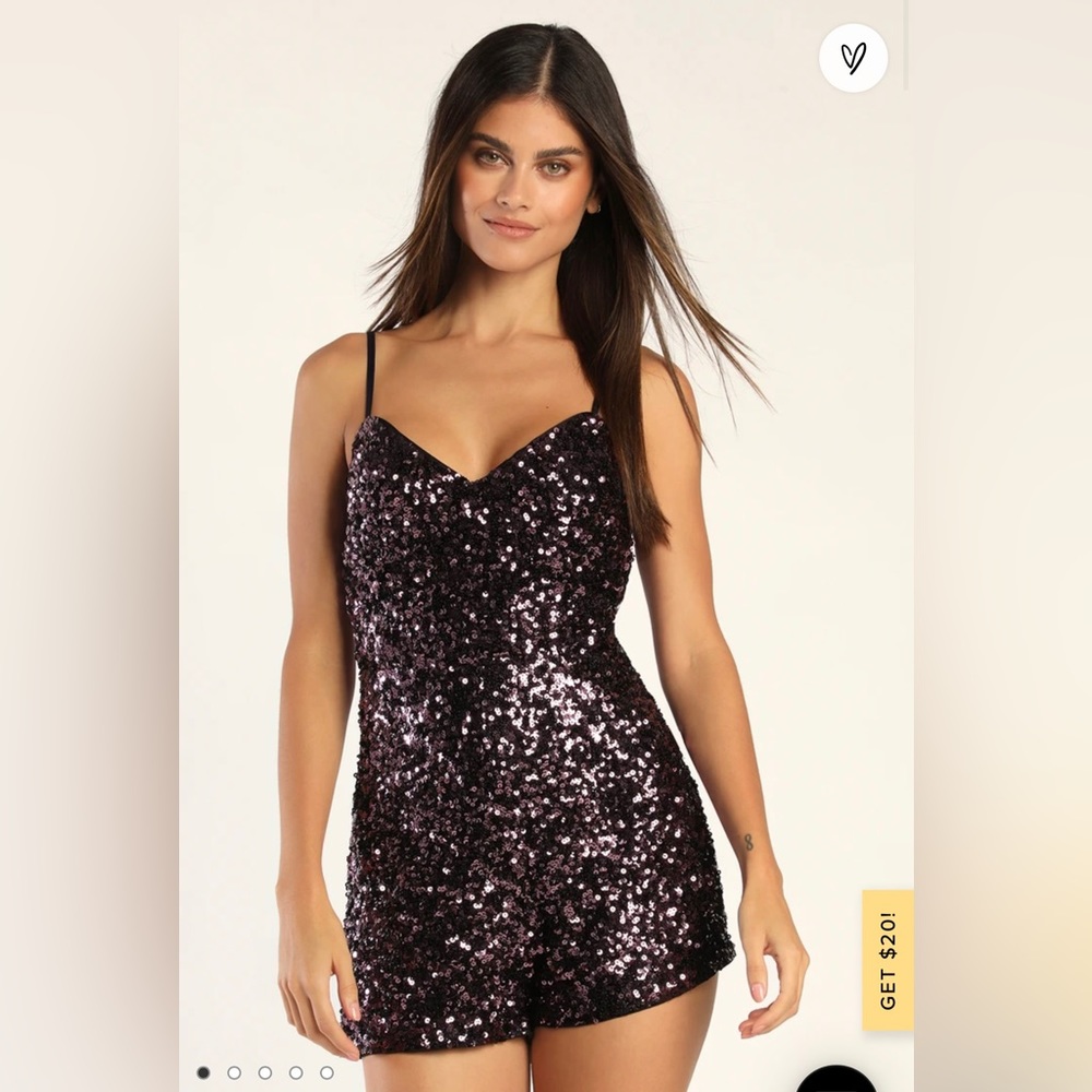 Lulus Always Extra Shiny Purple Sequin Sleeveless Romper